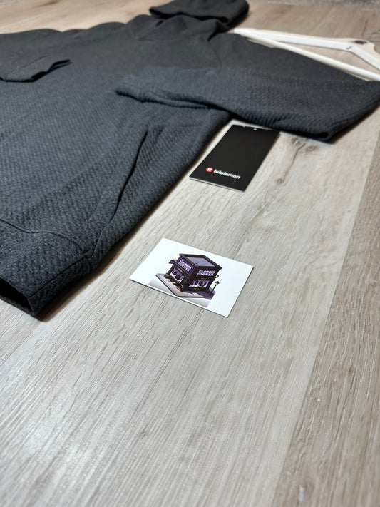 LULULEMON TEXTURED DOUBLE-KNIT COTTON HOODIE HEATHERED BLACK