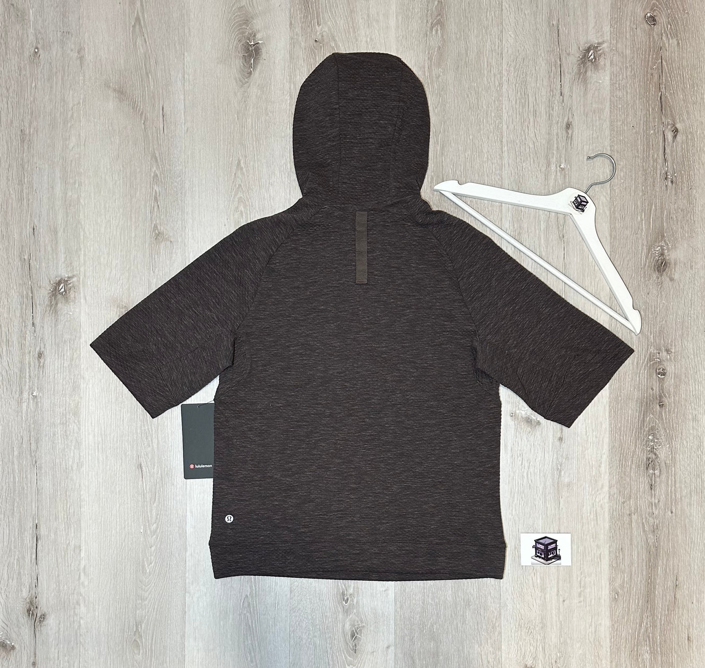 LULULEMON TEXTURED DOUBLE-KNIT COTTON HOODIE HEATHERED EXPRESSO/BLACK