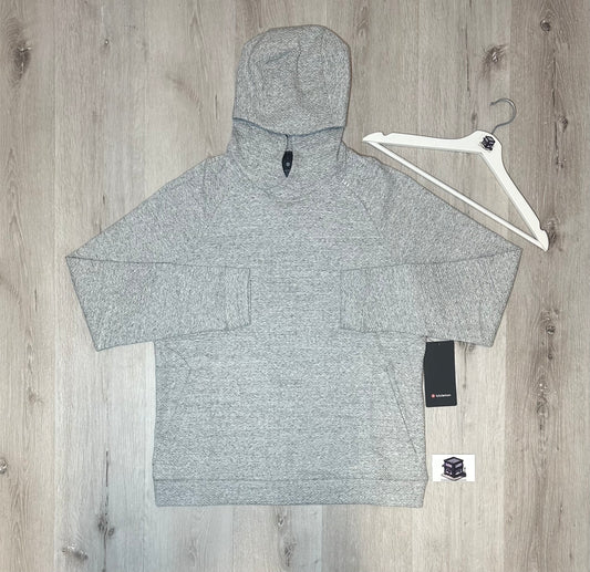 LULULEMON TEXTURED DOUBLE-KNIT COTTON HOODIE LIGHT GREY