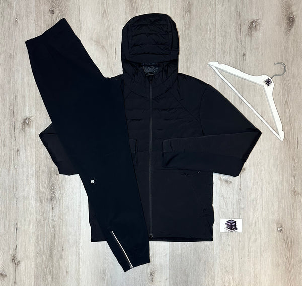 LULULEMON DOWN FOR IT ALL TRACKSUIT BLACK SIZE LARGE
