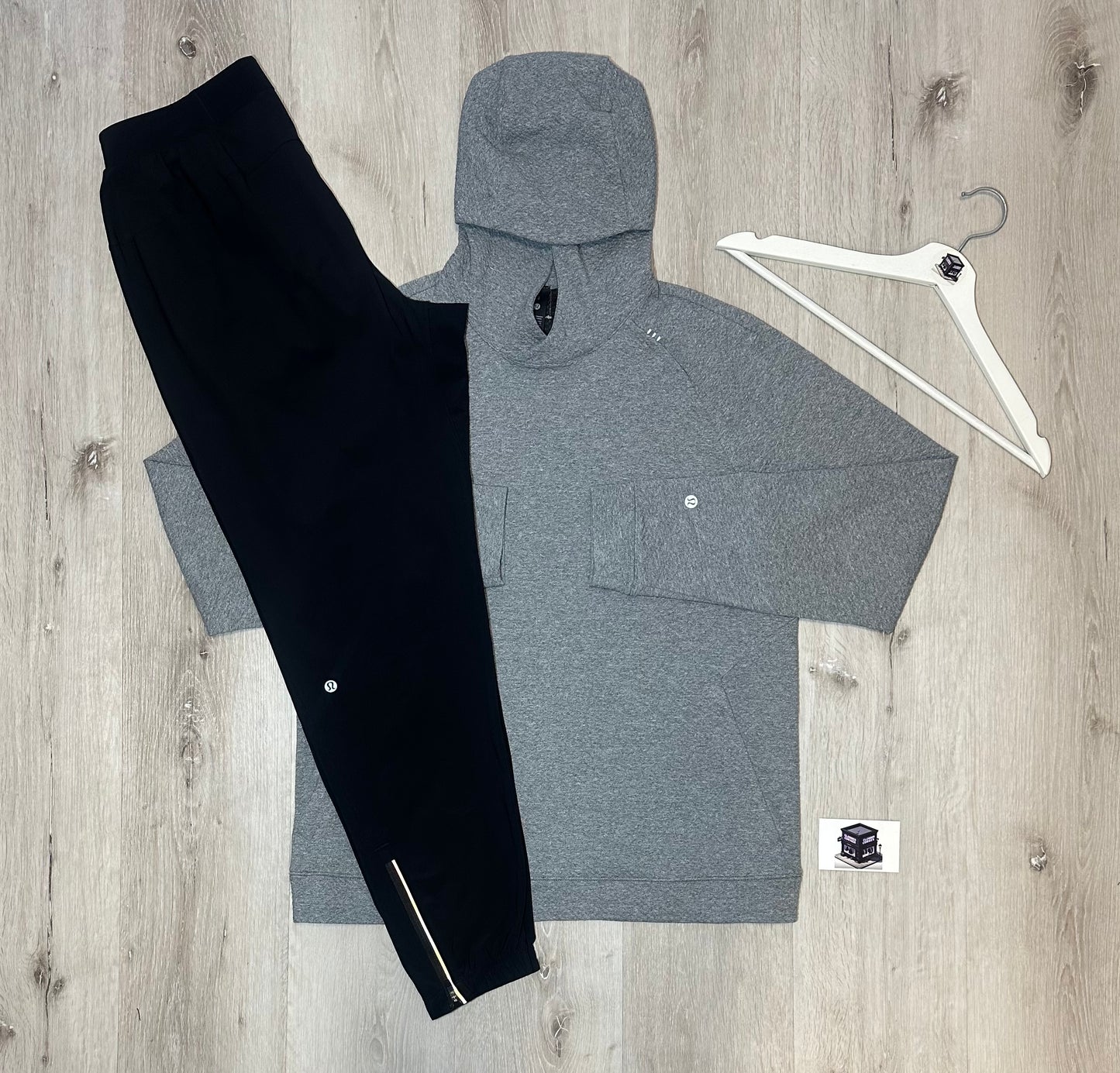 LULULEMON HOODIE TRACKSUIT GREY/BLACK SIZE LARGE