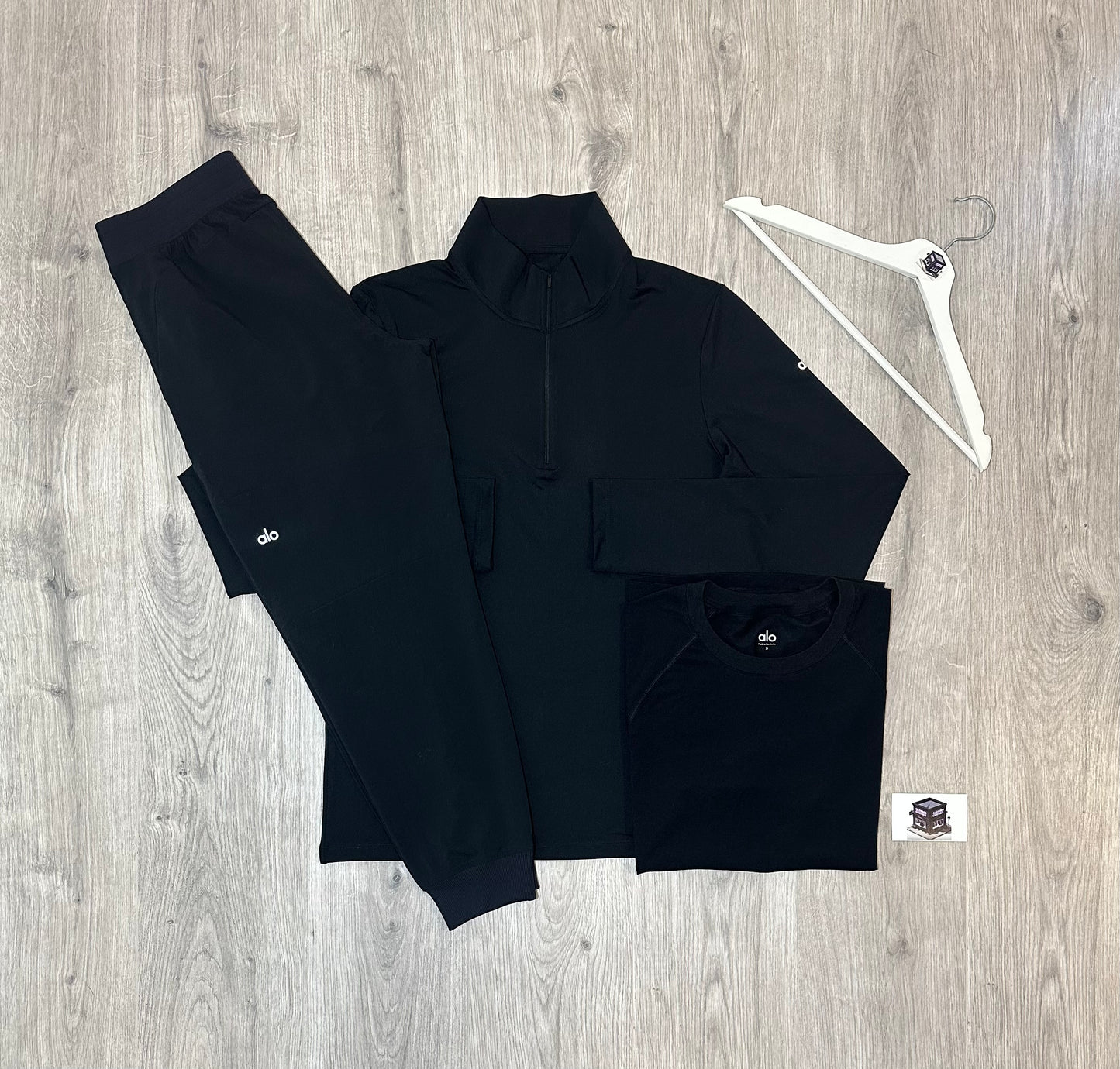 ALO CONQUER REFORM 3-PIECE TRACKSUIT BLACK SIZE SMALL