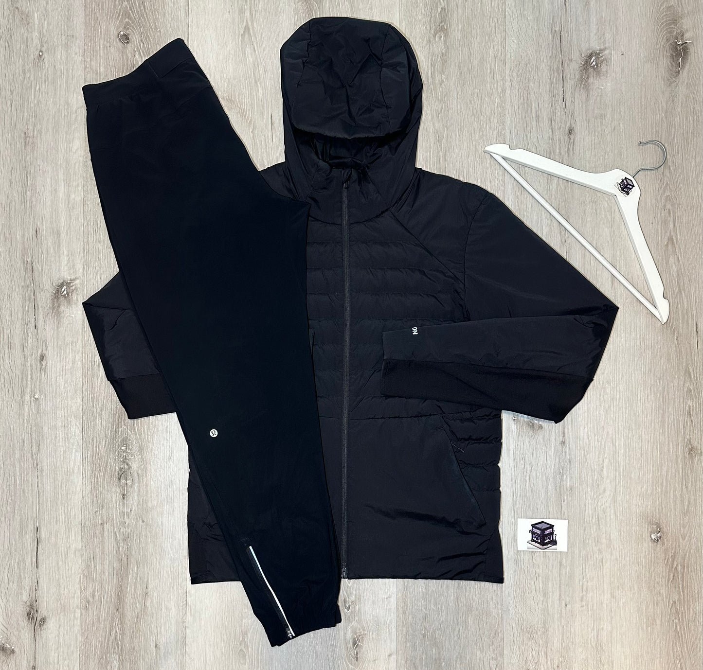 LULULEMON DOWN FOR IT ALL TRACKSUIT BLACK SIZE LARGE