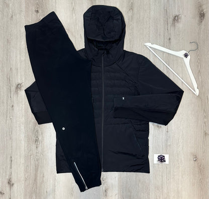 LULULEMON DOWN FOR IT ALL TRACKSUIT BLACK SIZE LARGE