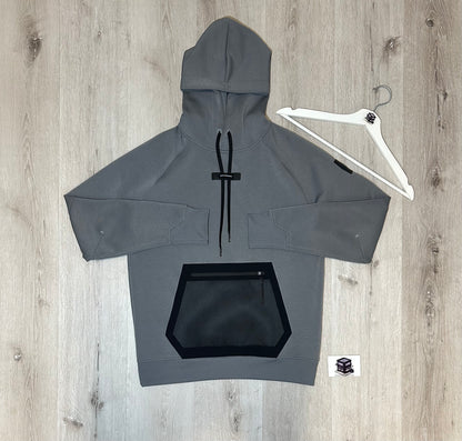 ON RUNNING TECH TRACKSUIT ROCK GREY SIZE SMALL PANTS/MEDIUM HOODIE