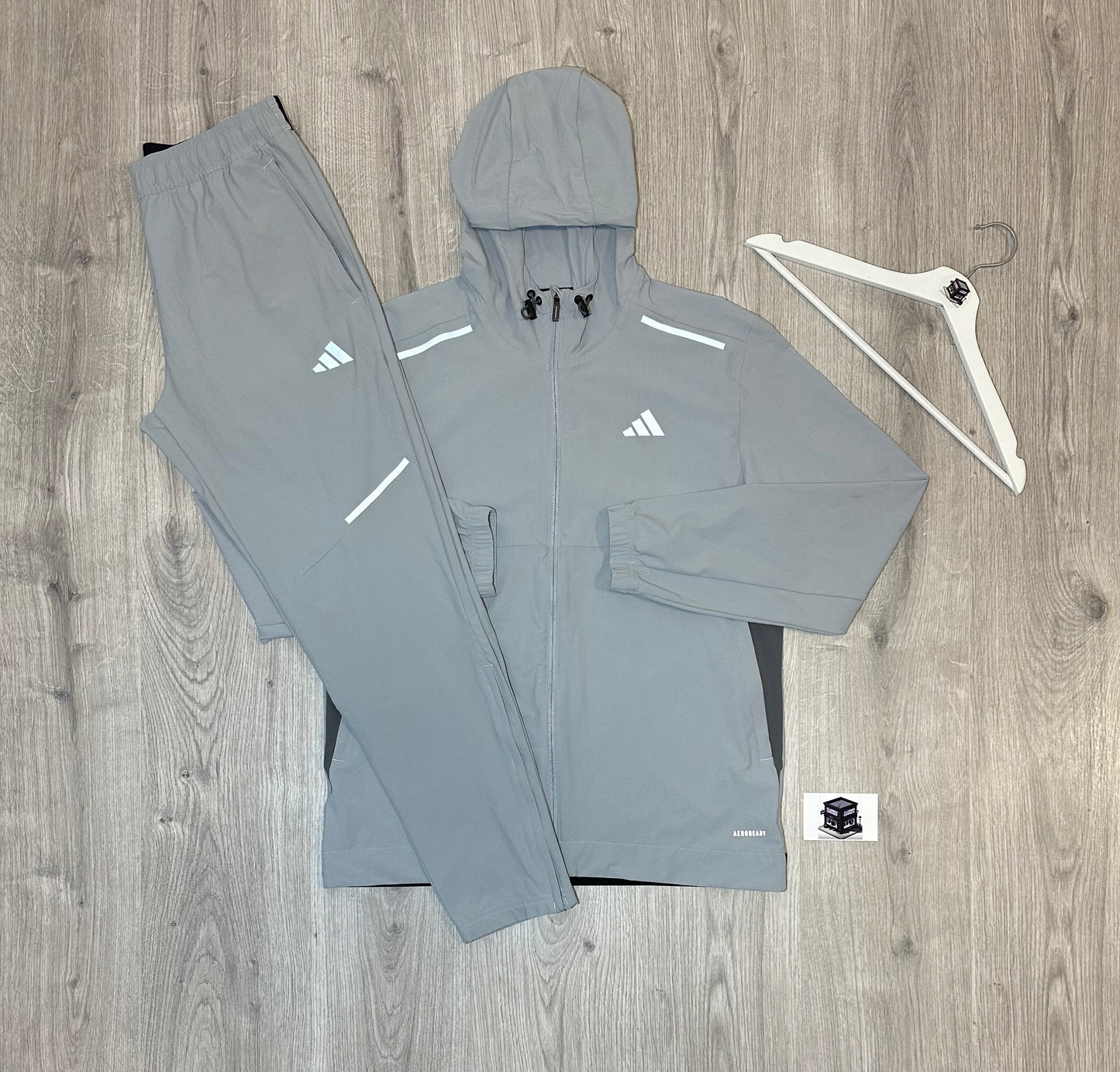 ADIDAS 3-PIECE TRACKSUIT GREY SIZE MEDIUM
