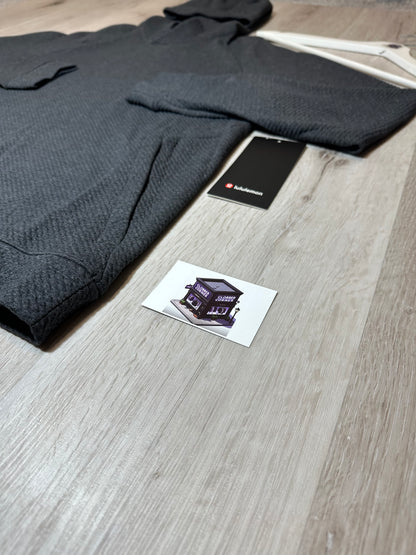 LULULEMON TEXTURED DOUBLE-KNIT COTTON HOODIE HEATHERED BLACK