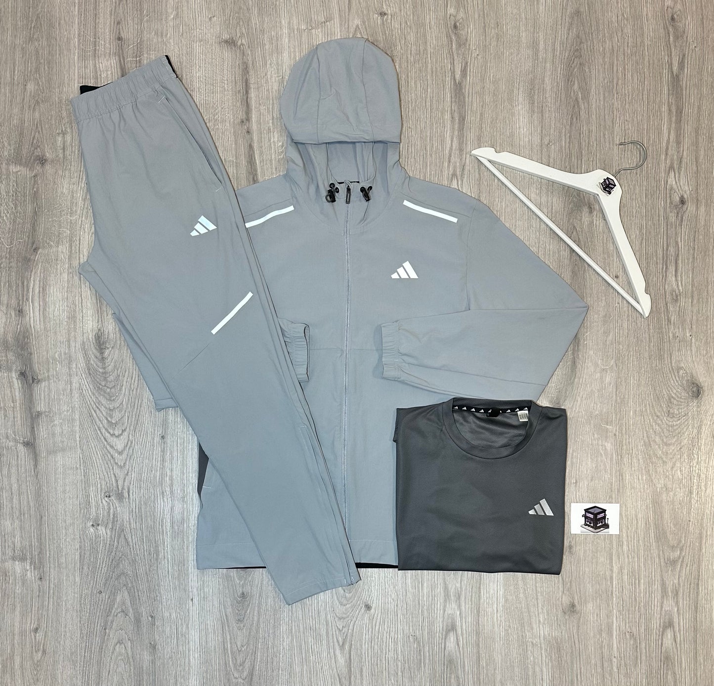 ADIDAS 3-PIECE TRACKSUIT GREY SIZE MEDIUM