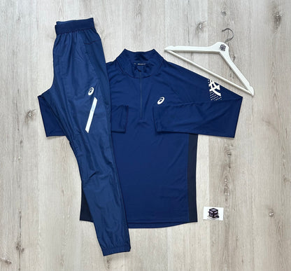ASICS 1/4 ZIP TRACKSUIT NAVY SIZE SMALL/MEDIUM
