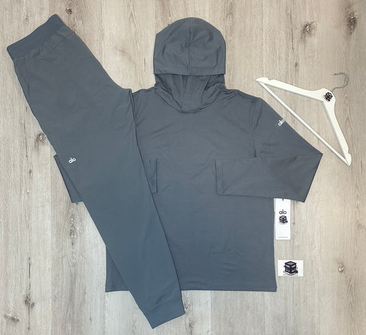 ALO HOODIE TRACKSUIT STEEL GREY SIZE LARGE