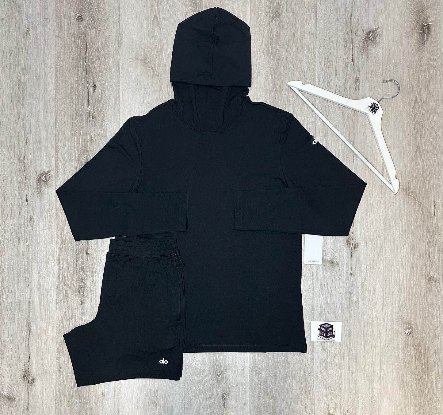 ALO CONQUER REFORM HOODIE SET BLACK