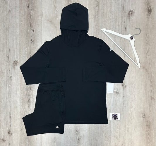 ALO CONQUER REFORM HOODIE SET BLACK