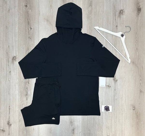 ALO CONQUER REFORM HOODIE SET BLACK