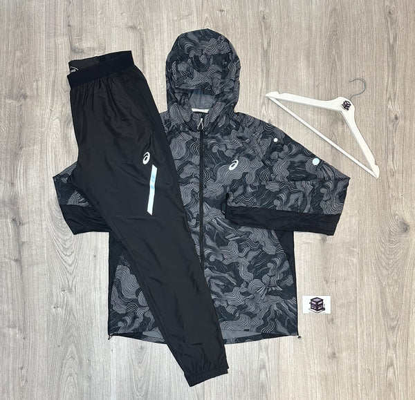 ASICS FUJITRAIL TRACKSUIT BLACK SIZE LARGE