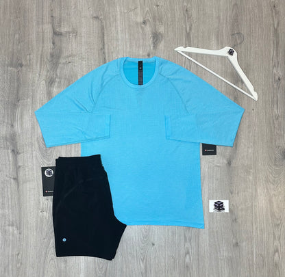 LULULEMON METAL VENT TECH SET FRESCO BLUE TONE/BLACK