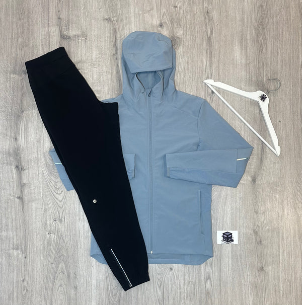 LULULEMON WARP LIGHT TRACKSUIT BLUE/BLACK SIZE SMALL