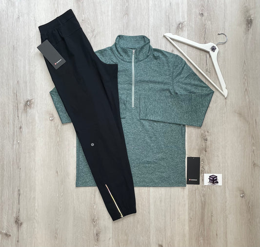 LULULEMON HALF ZIP TRACKSUIT TEAL/BLACK