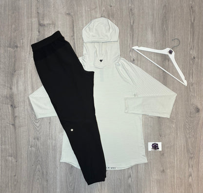LULULEMON HOODIE TRACKSUIT WHITE/BLACK SIZE LARGE