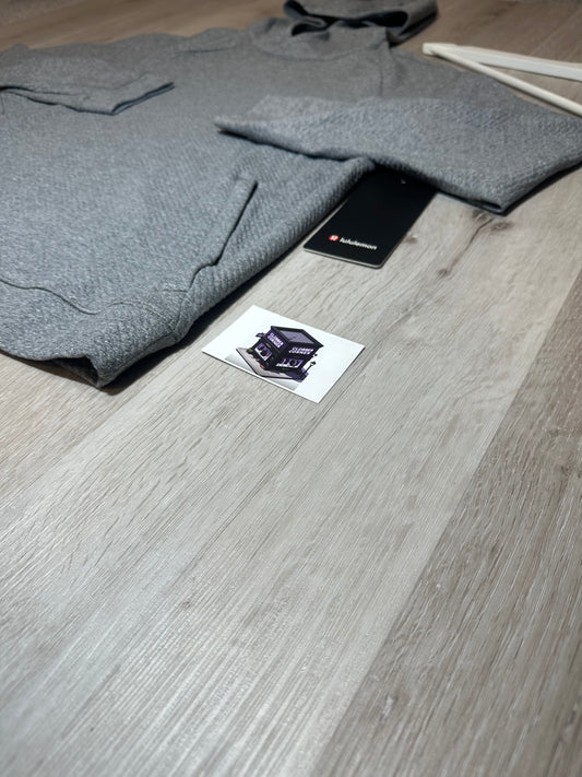 LULULEMON TEXTURED DOUBLE-KNIT COTTON HOODIE HEATHERED GREY