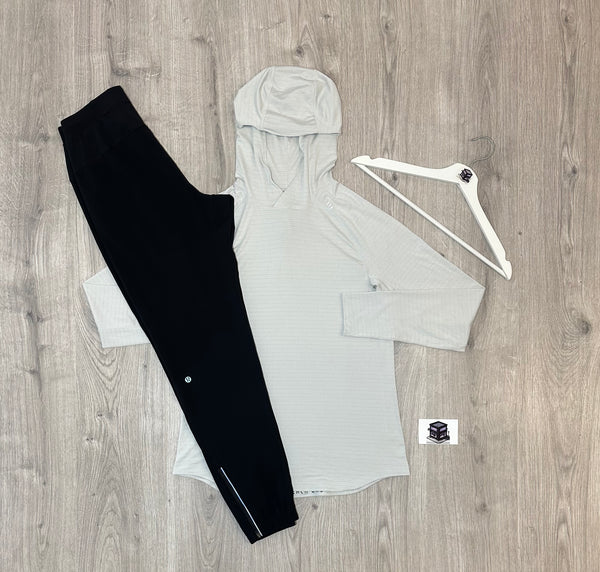 LULULEMON HOODIE TRACKSUIT WHITE/BLACK SIZE SMALL
