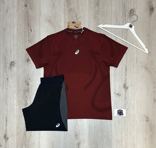 ASICS SEAMLESS SET DARK RED/BLACK