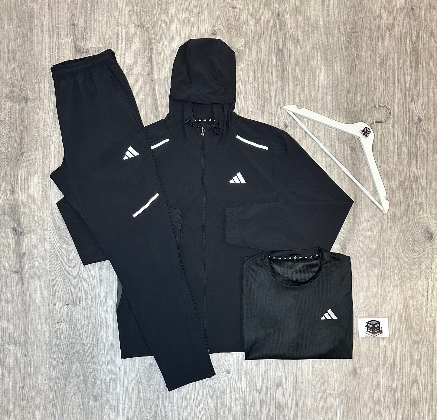 ADIDAS 3-PIECE TRACKSUIT BLACK SIZE MEDIUM