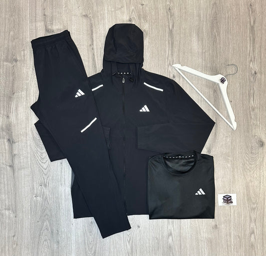 ADIDAS 3-PIECE TRACKSUIT BLACK SIZE MEDIUM