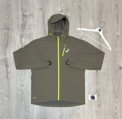 ASICS WATERPROOF FUJITRAIL TRACKSUIT PEPPER/BLACK SIZE LARGE