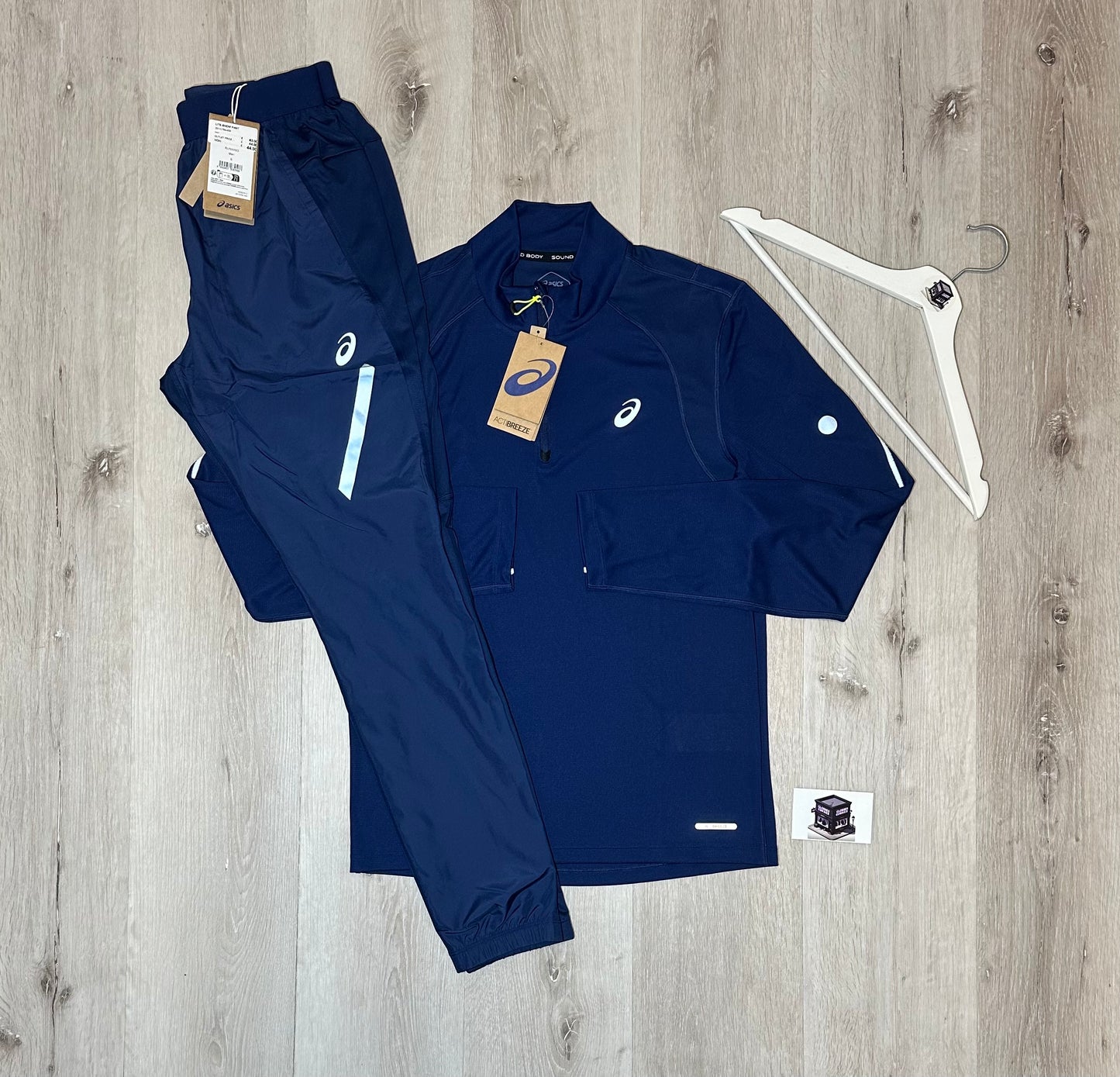 ASICS 1/4 ZIP TRACKSUIT NAVY SIZE SMALL