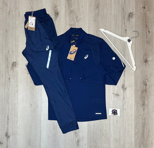 ASICS 1/4 ZIP TRACKSUIT NAVY SIZE SMALL