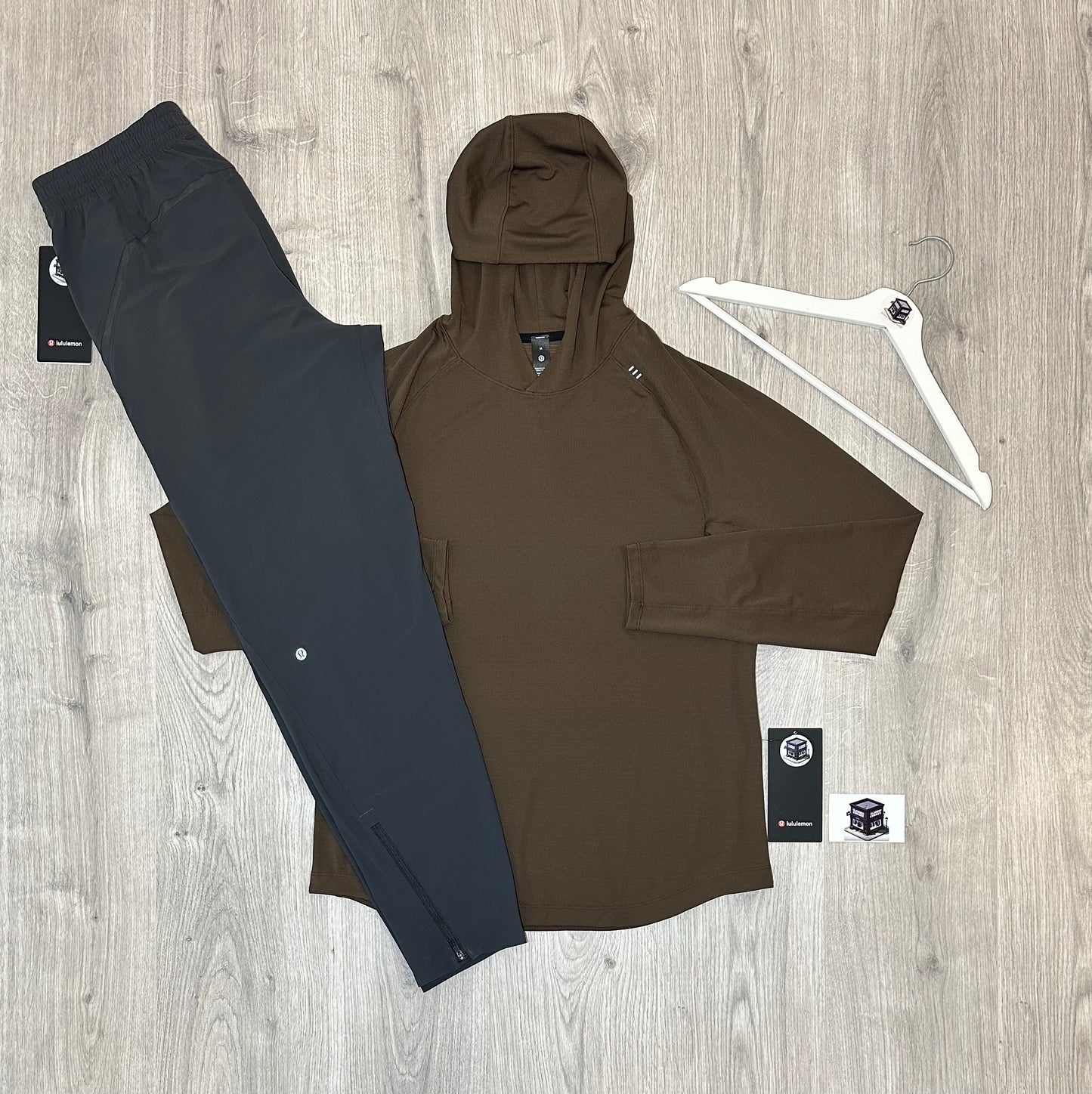 LULULEMON HOODIE TRACKSUIT WALNUT CRUCNH/GREY SIZE MEDIUM
