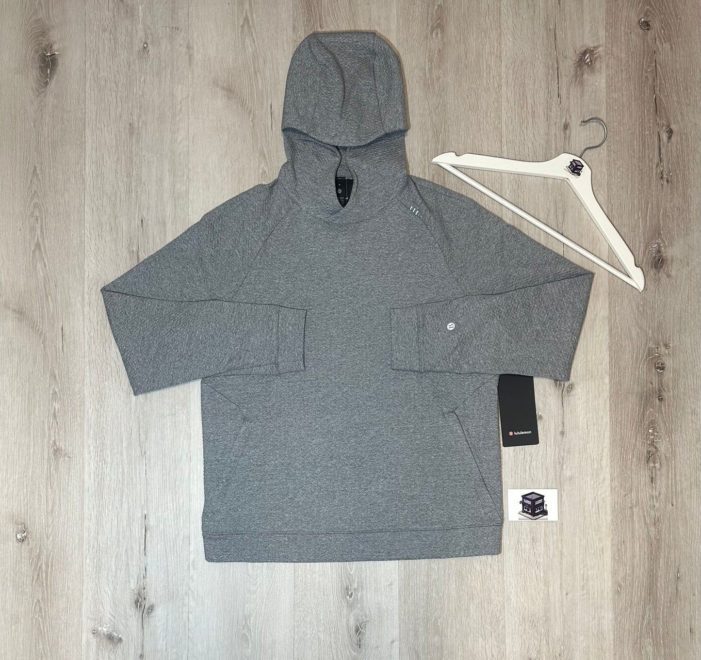 LULULEMON TEXTURED DOUBLE-KNIT COTTON HOODIE HEATHERED GREY