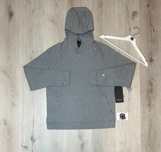 LULULEMON TEXTURED DOUBLE-KNIT COTTON HOODIE HEATHERED GREY