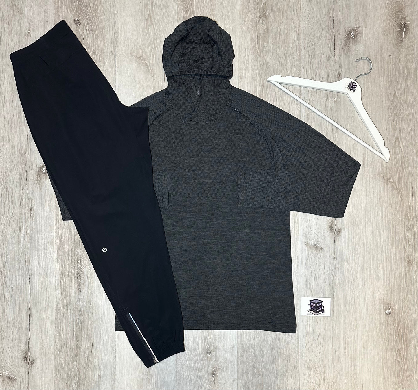 LULULEMON HOODIE TRACKSUIT GREY/BLACK SIZE LARGE