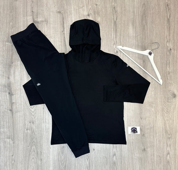 ALO CONQUER REFORM HOODIE TRACKSUIT BLACK SIZE MEDIUM