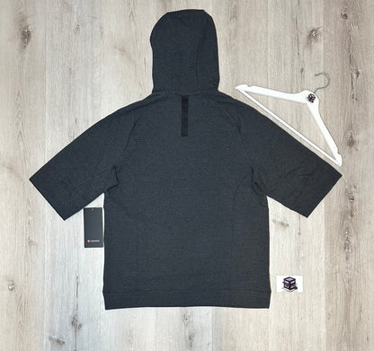 LULULEMON TEXTURED DOUBLE-KNIT COTTON HOODIE HEATHERED BLACK