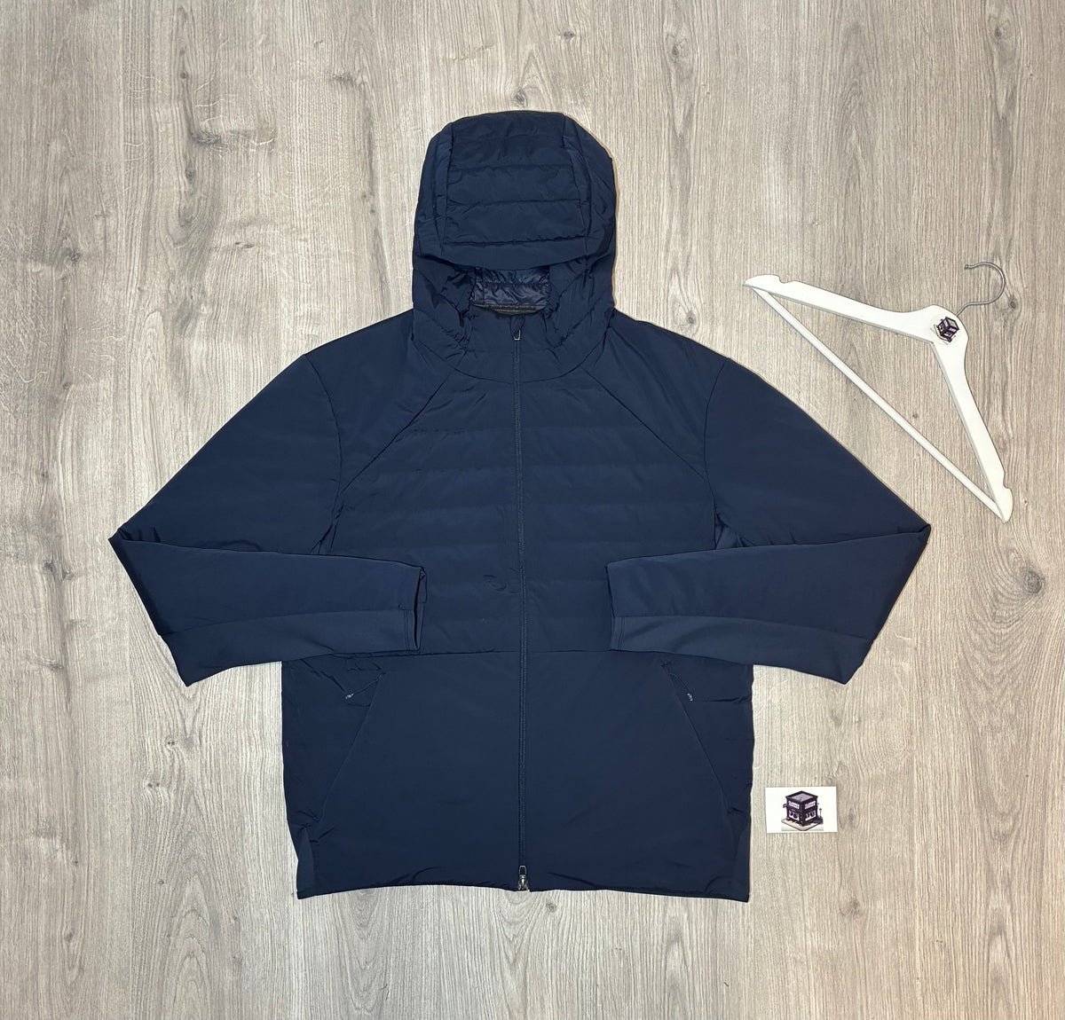 LULULEMON DOWN FOR IT ALL TRACKSUIT NAVY SIZE EXTRA LARGE JACKET & LARGE LONG PANTS
