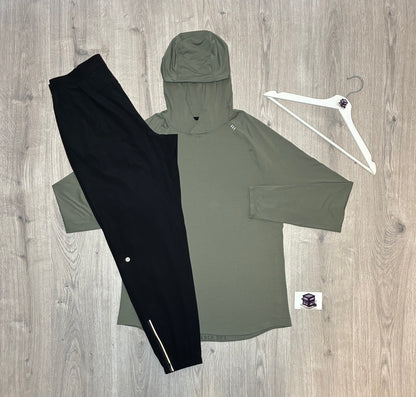 LULULEMON HOODIE TRACKSUIT BEIGE/BLACK SIZE LARGE