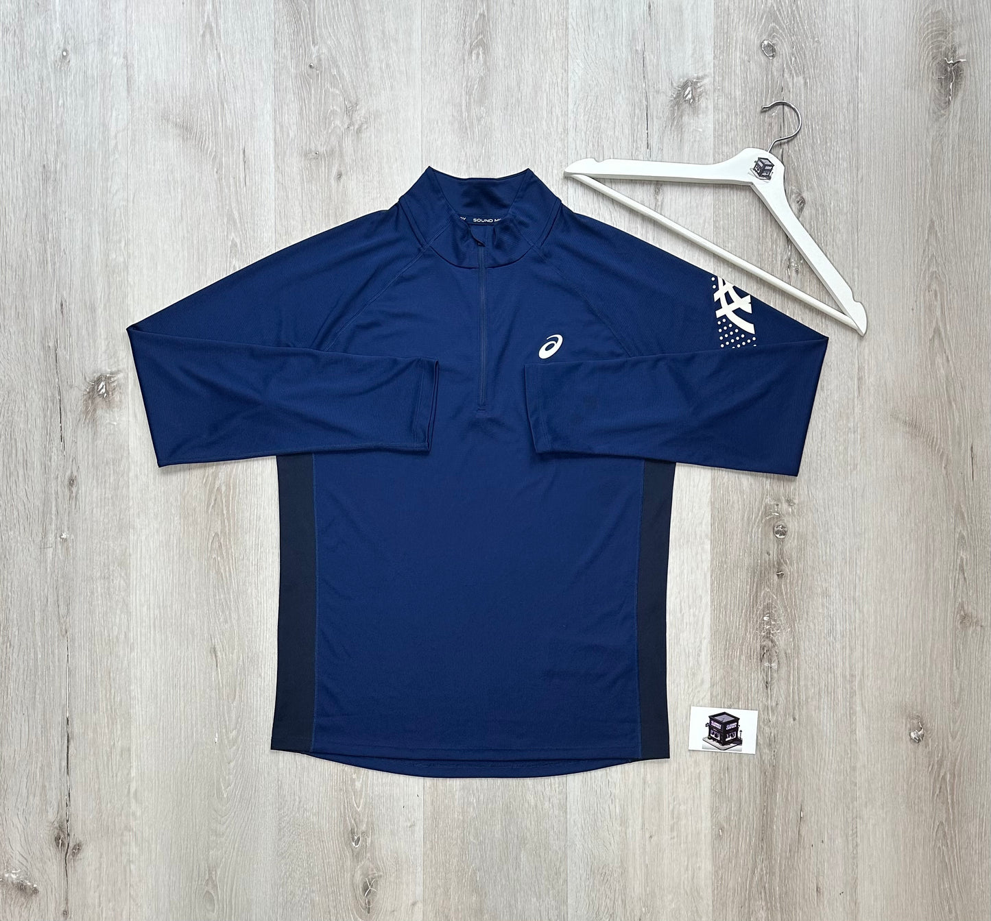 ASICS 1/4 ZIP TRACKSUIT NAVY SIZE SMALL/MEDIUM