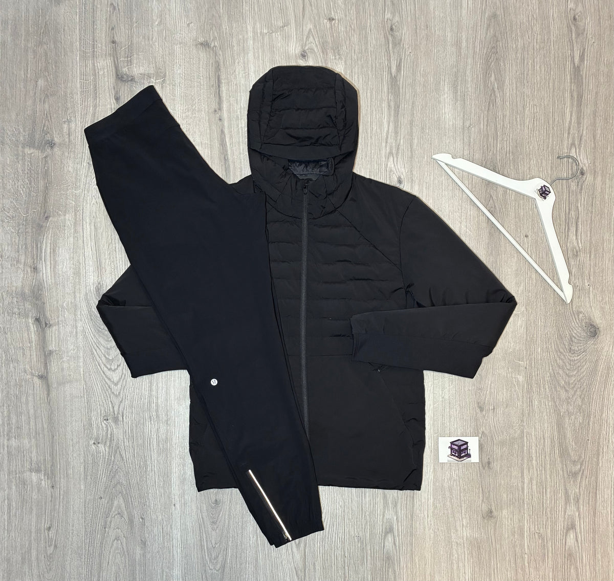 LULULEMON DOWN FOR IT ALL TRACKSUIT BLACK SIZE MEDIUM