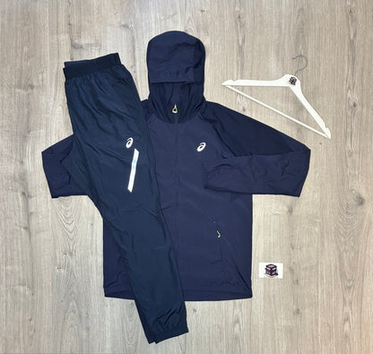 ASICS LITE SHOW TRACKSUIT NAVY SIZE MEDIUM JACKET & LARGE PANTS