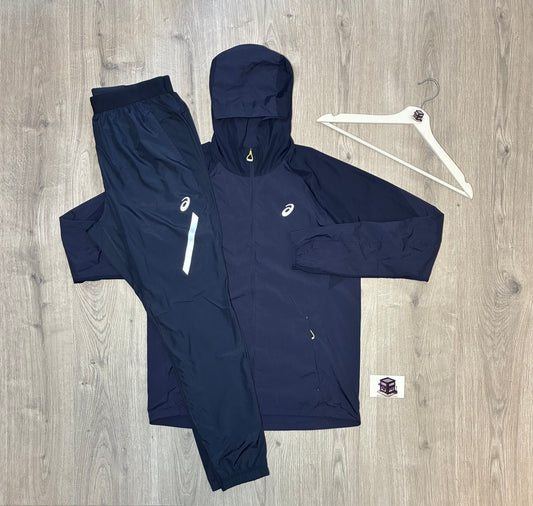 ASICS LITE SHOW TRACKSUIT NAVY SIZE MEDIUM JACKET & LARGE PANTS