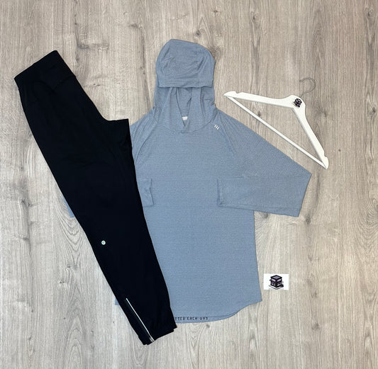LULULEMON HOODIE TRACKSUIT LIGHT BLUE/BLACK SIZE SMALL