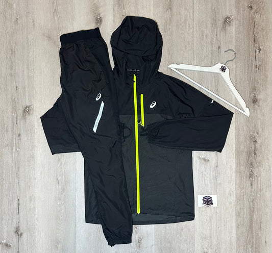 ASICS FUJITRAIL TRACKSUIT BLACK SIZE MEDIUM PANTS & SMALL JACKET