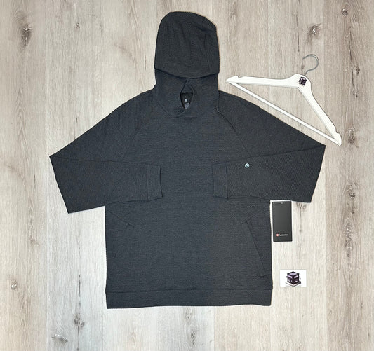 LULULEMON TEXTURED DOUBLE-KNIT COTTON HOODIE HEATHERED BLACK