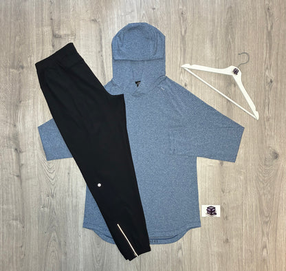 LULULEMON HOODIE TRACKSUIT BLUE/BLACK SIZE LARGE