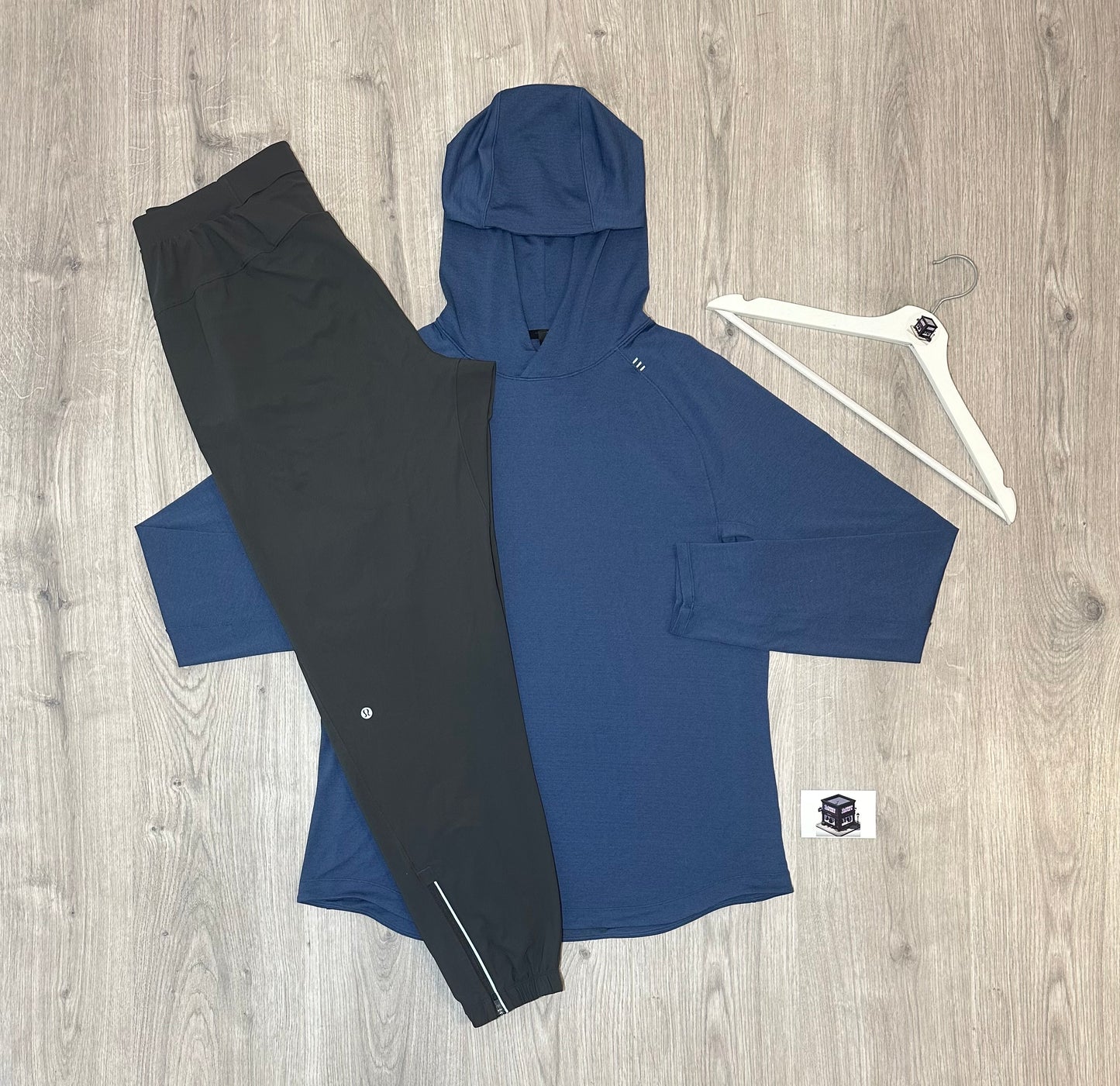 LULULEMON HOODIE TRACKSUIT BLUE TWILL/GREY SIZE LARGE