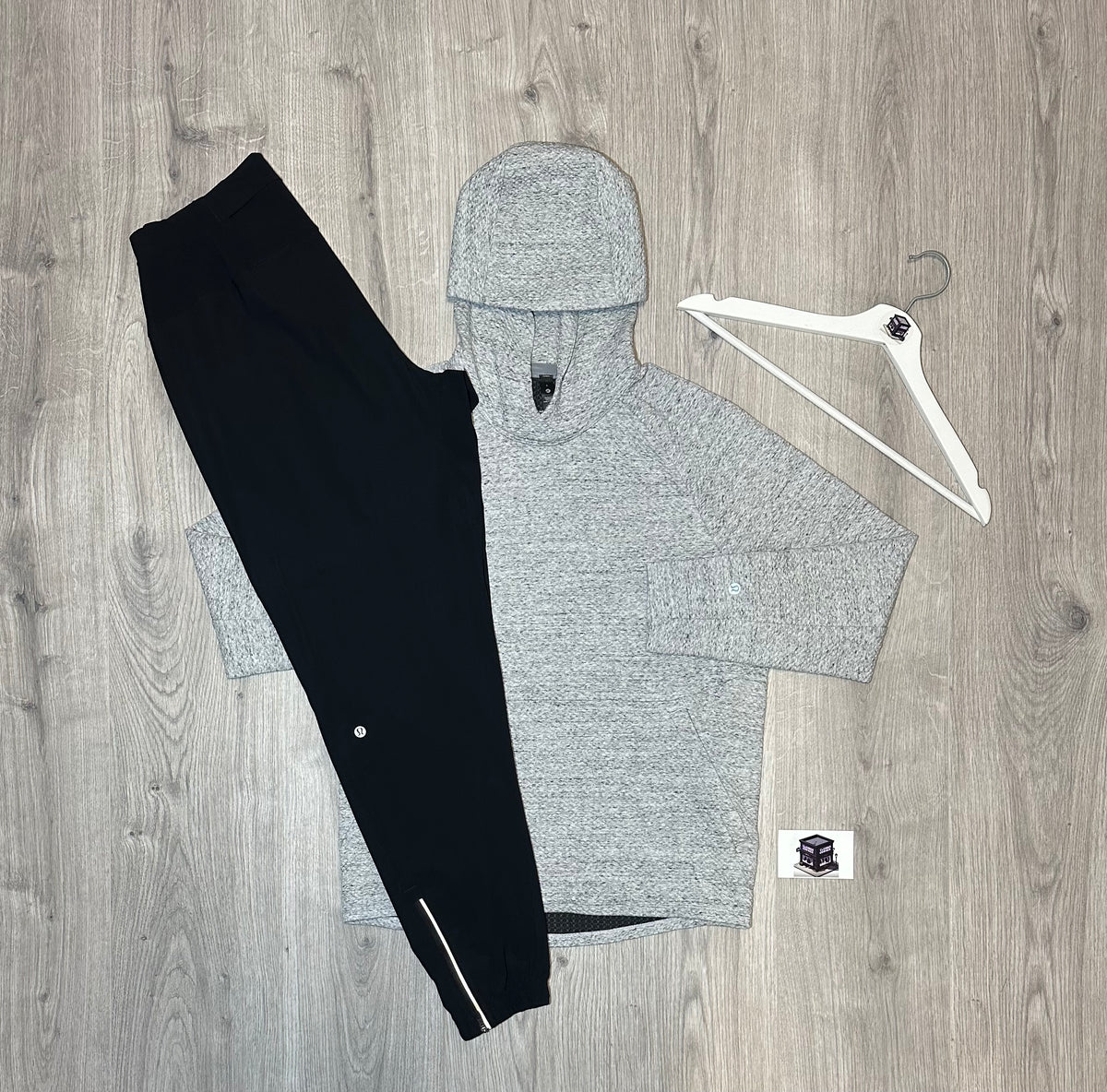 LULULEMON HOODIE TRACKSUIT LIGHT GREY/BLACK SIZE SMALL