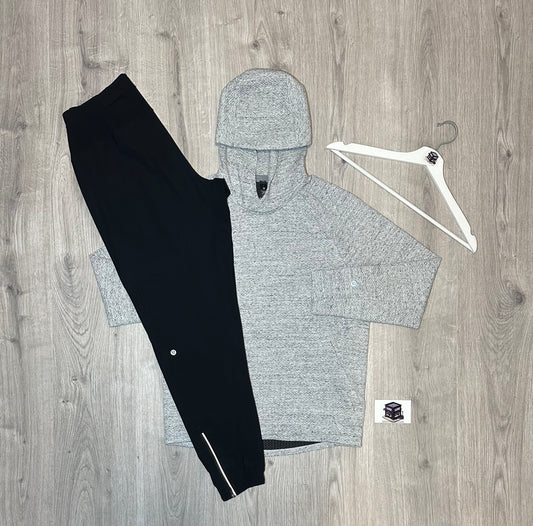 LULULEMON HOODIE TRACKSUIT LIGHT GREY/BLACK SIZE SMALL