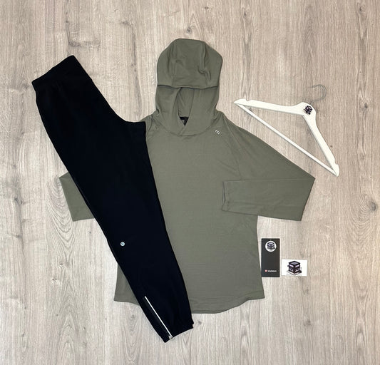 LULULEMON HOODIE TRACKSUIT GREY/BLACK SIZE SMALL